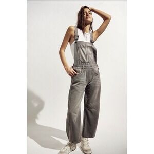We The Free Good Luck Barrel Jean Overalls Archive‎ Grey Size Large NWT